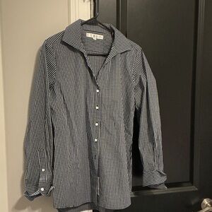 Claridge & King boyfriend shirt.  Long sleeve navy and white cotton shirt